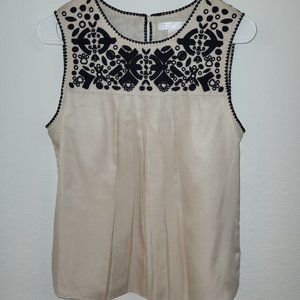 Banana Republic sleeveless top with black embroidered detail
